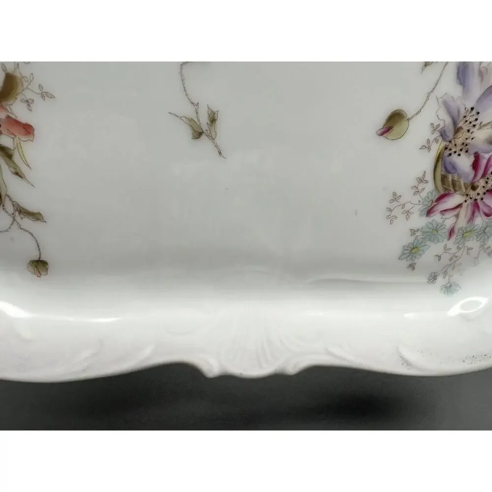 Dresden Germany 11.5” x 8” Porcelain Floral Rectangle Vanity Tray